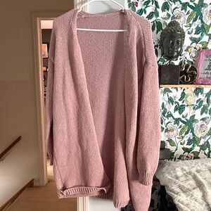 SHEIN Dusty Pink Open-Front Cardigan